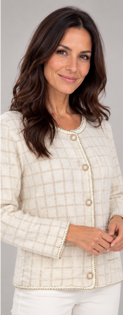 Elegante Strickjacke mit Perlenknöpfen